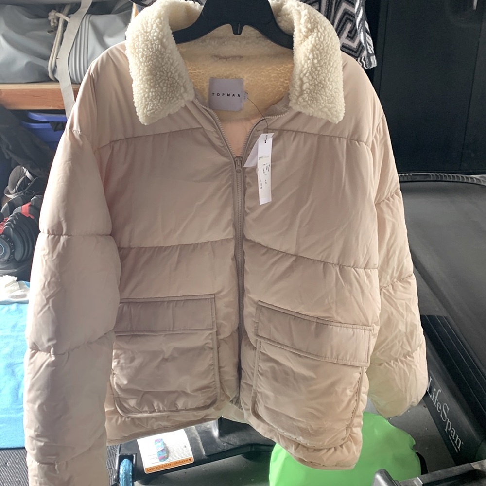 Brand new Topman puffer jacket with Sherpa collar
